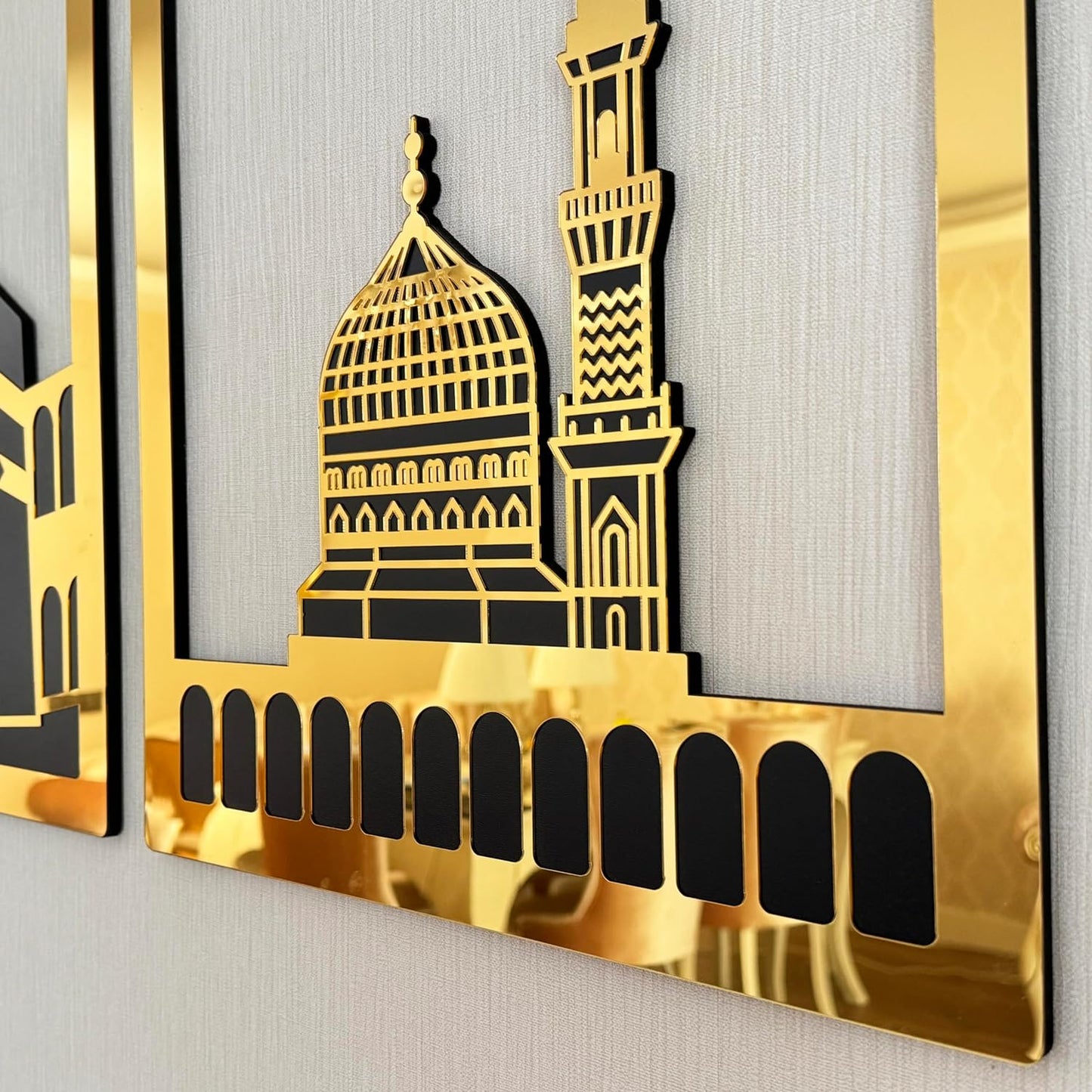 لوحة جدارية إسلامية للمسجد الأقصى والمسجد الحرام والمسجد النبوي (أكريليك)