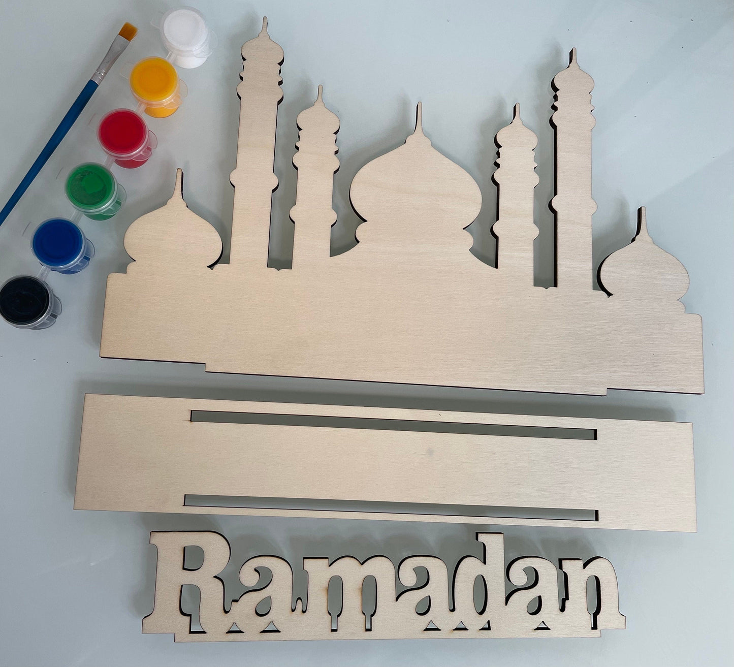 لافتة رمضان الخشبية | ديكور رمضان | نشاط رمضان للأطفال | رمضان اصنع بنفسك | رمضان خشبي ارسم بنفسك | لافتة رمضان خشبية | إسلامية