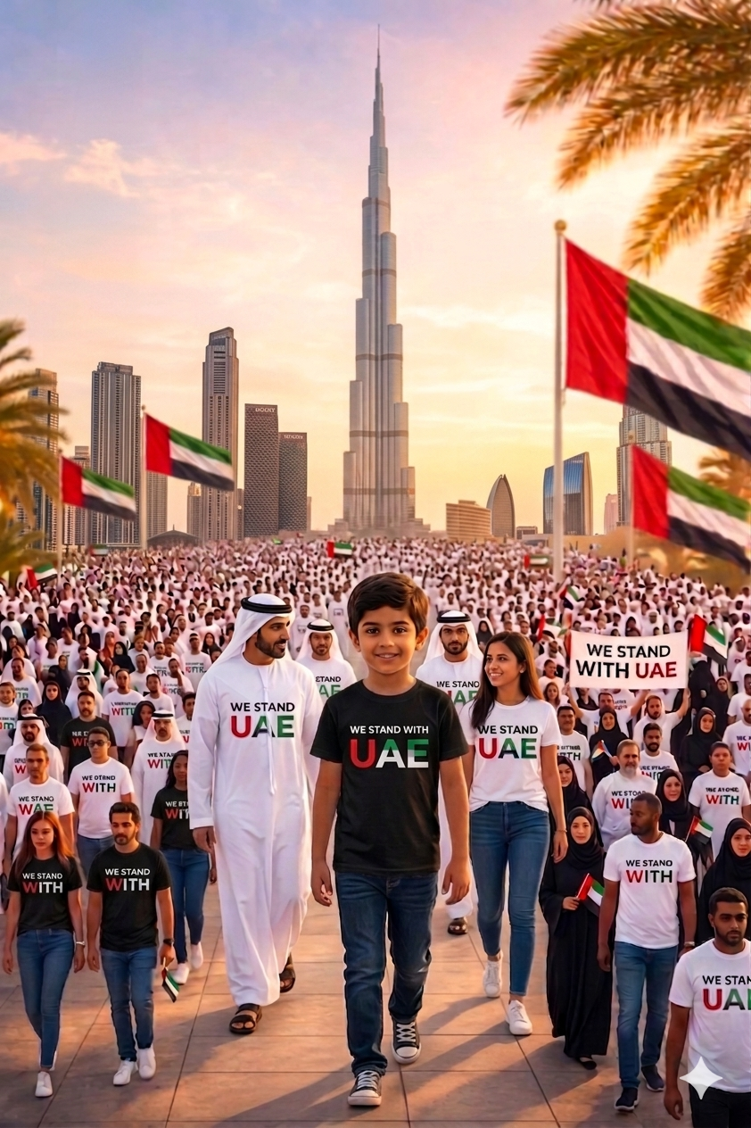 We Stand with UAE Kids Cotton Half Sleeves T-Shirt TTF