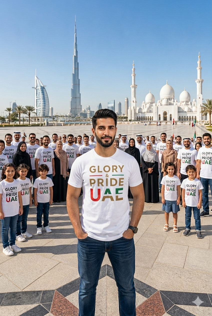 Glory & Pride UAE Men Cotton Half Sleeves T-Shirt - TTF - Design 2
