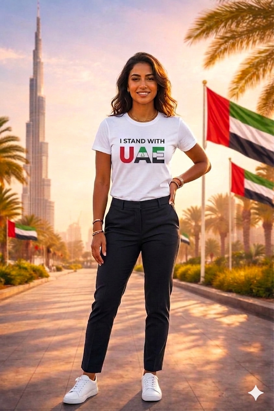 I Stand with UAE Female Cotton Half Sleeves T-Shirt TTF-UAE