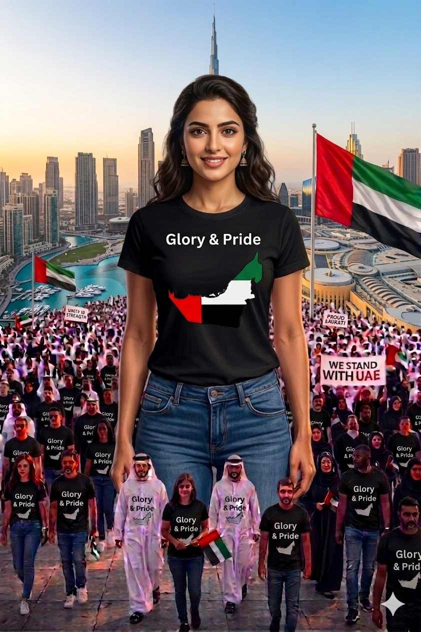 Glory & Pride UAE Map Female Cotton Half Sleeves T-Shirt TTF