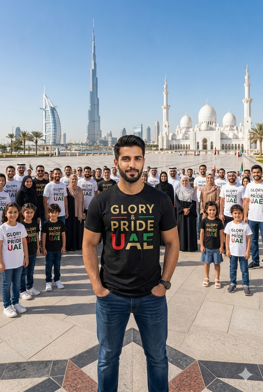Glory & Pride UAE Men Cotton Half Sleeves T-Shirt - TTF - Design 2