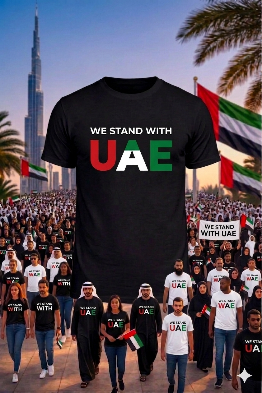 We Stand with UAE Men Cotton Half Sleeves T-Shirt TTF-UAE