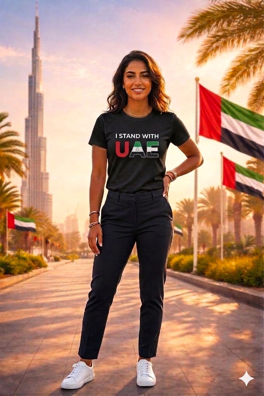 I Stand with UAE Female Cotton Half Sleeves T-Shirt TTF-UAE