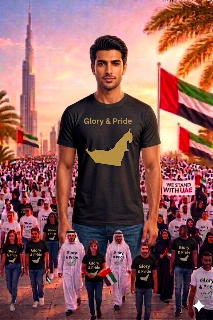 Glory & Pride UAE Map male Cotton Half Sleeves T-Shirt - TTF