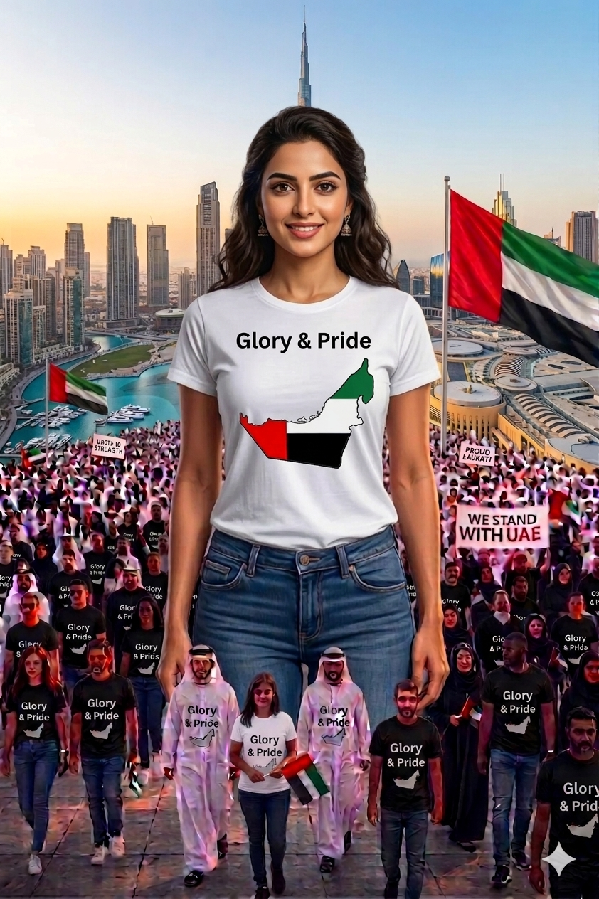 Glory & Pride UAE Map Female Cotton Half Sleeves T-Shirt TTF