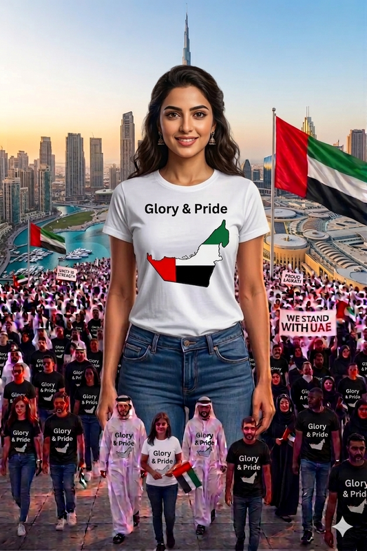 Glory & Pride UAE Map Female Cotton Half Sleeves T-Shirt TTF