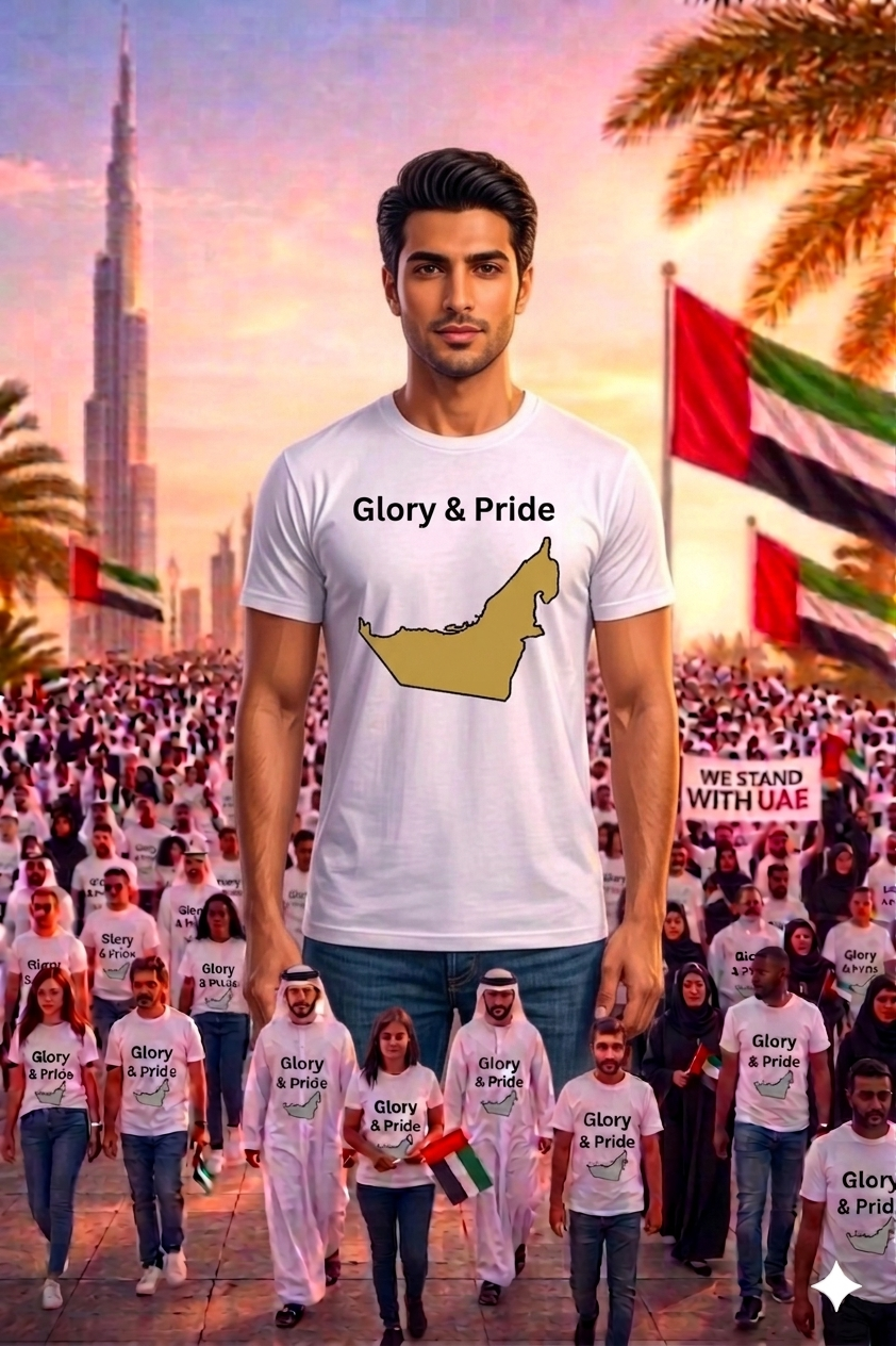 Glory & Pride UAE Map male Cotton Half Sleeves T-Shirt - TTF