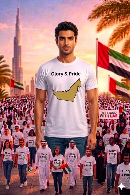 Glory & Pride UAE Map male Cotton Half Sleeves T-Shirt - TTF
