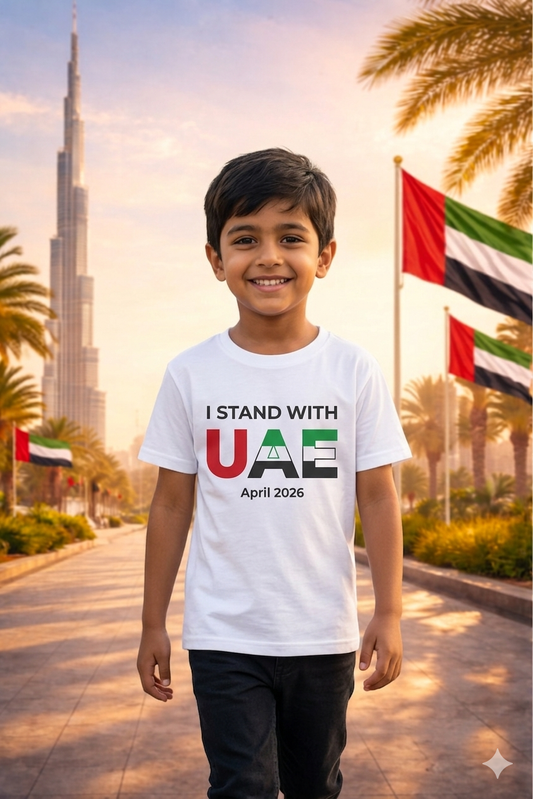 I Stand with UAE Kids Cotton Half Sleeves T-Shirt TTF-UAE