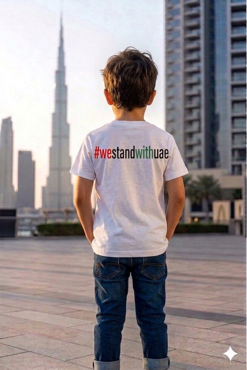 We Stand with UAE Kids Cotton Half Sleeves T-Shirt TTF