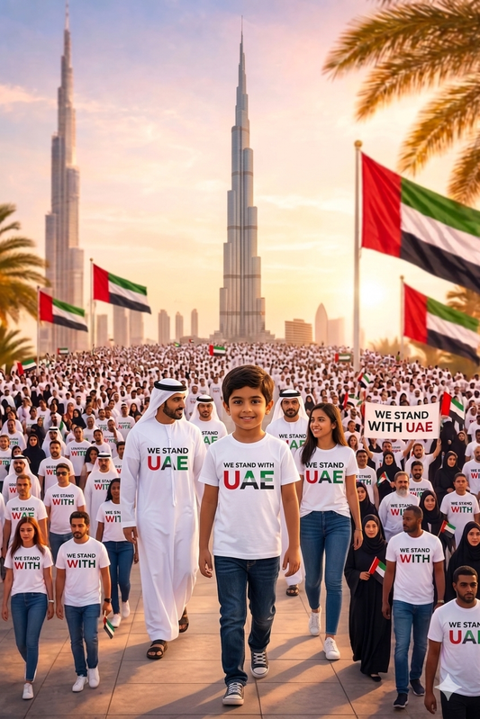 We Stand with UAE Kids Cotton Half Sleeves T-Shirt TTF