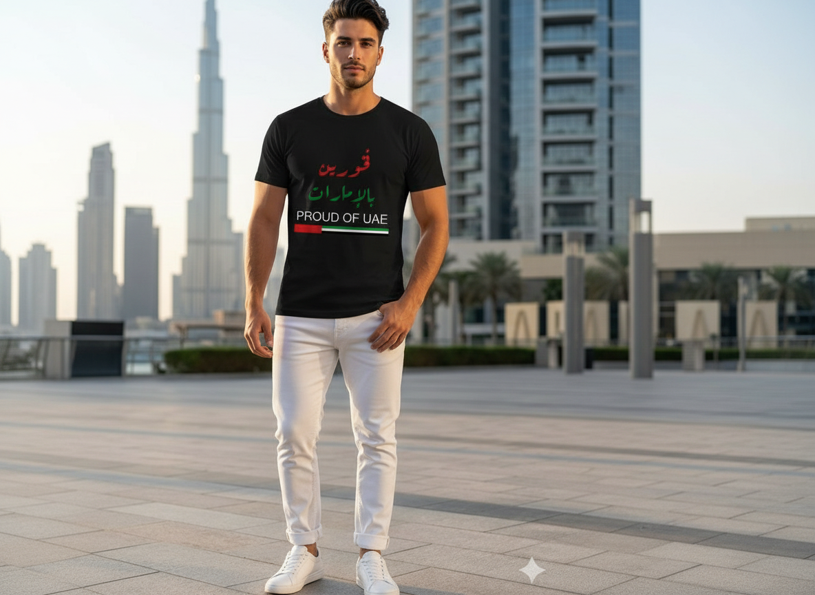 Proud Of UAE Men Cotton Half Sleeves T-Shirt - TTF
