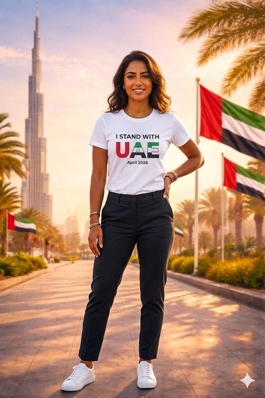 I Stand with UAE Female Cotton Half Sleeves T-Shirt TTF-UAE
