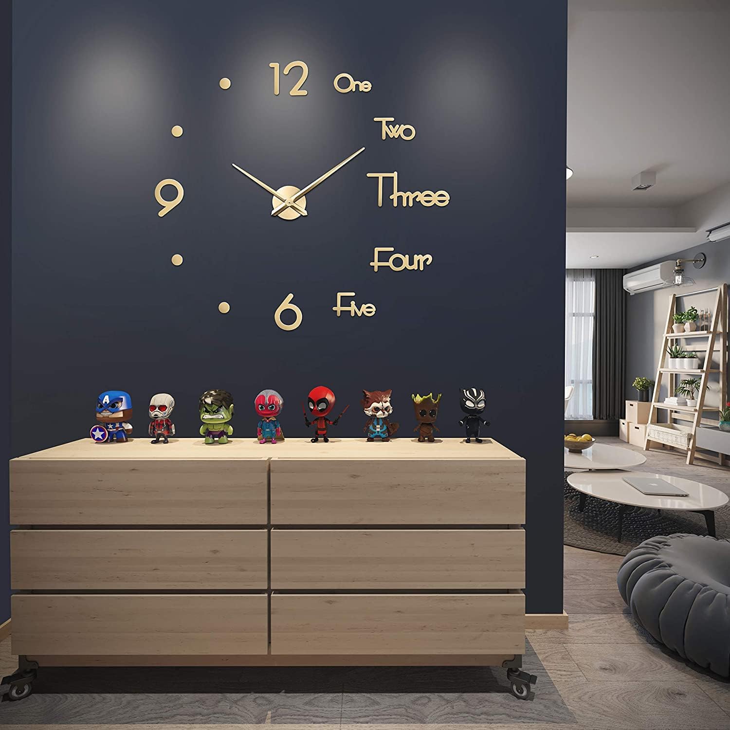 DIY 3D Wanduhr Modern – Schwarz, 40 Cm, Selbstklebend, Leises Uhrwerk, Für Küche, Wohnzimmer & Büro