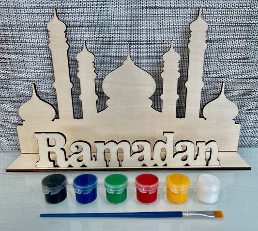 لافتة رمضان الخشبية | ديكور رمضان | نشاط رمضان للأطفال | رمضان اصنع بنفسك | رمضان خشبي ارسم بنفسك | لافتة رمضان خشبية | إسلامية